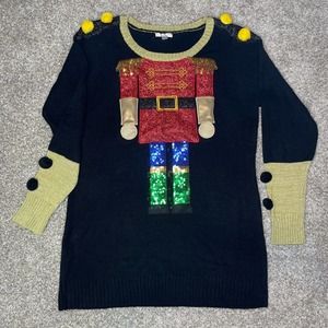 Kela Large Toy Soldier Christmas Sweater Holiday Crewneck Festive Ugly Tunic